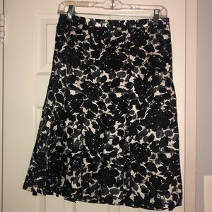 EUC Vintage J. Crew Black & Gray Floral Silk Skirt